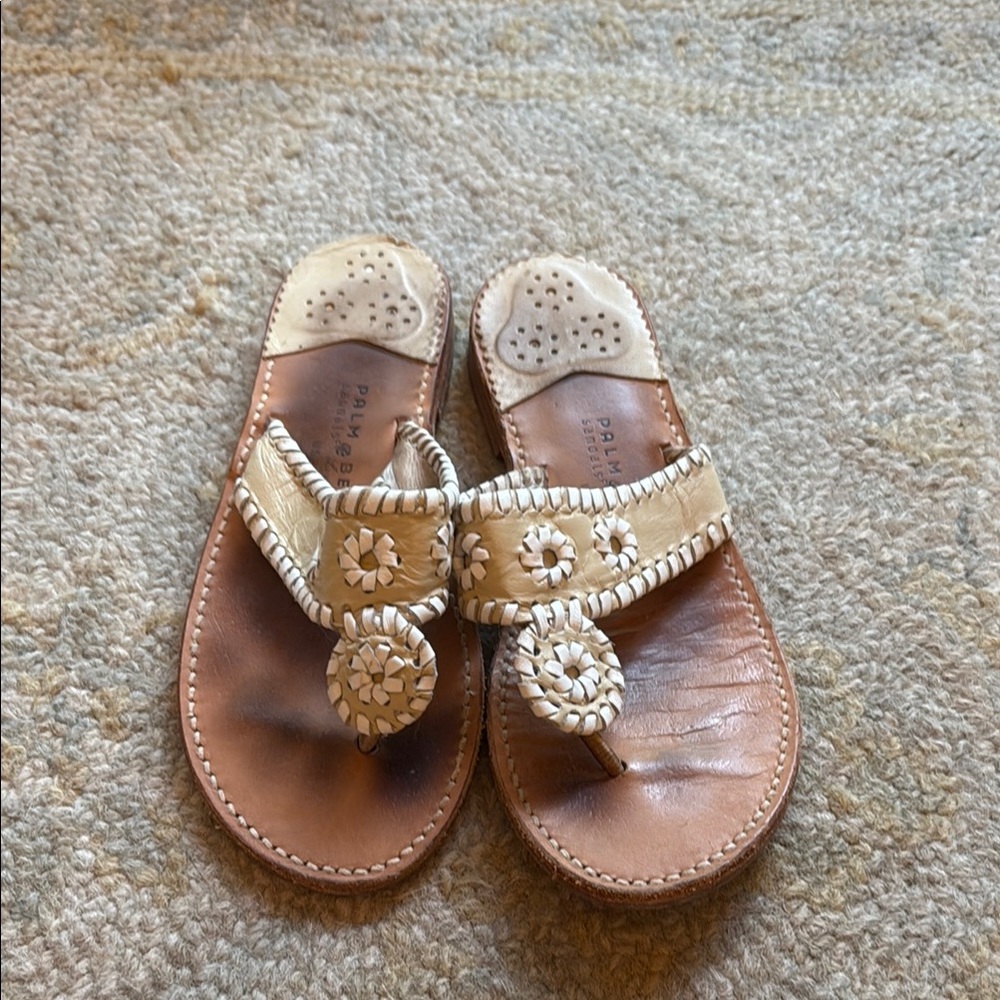 Tan and Cream Women's Sandals